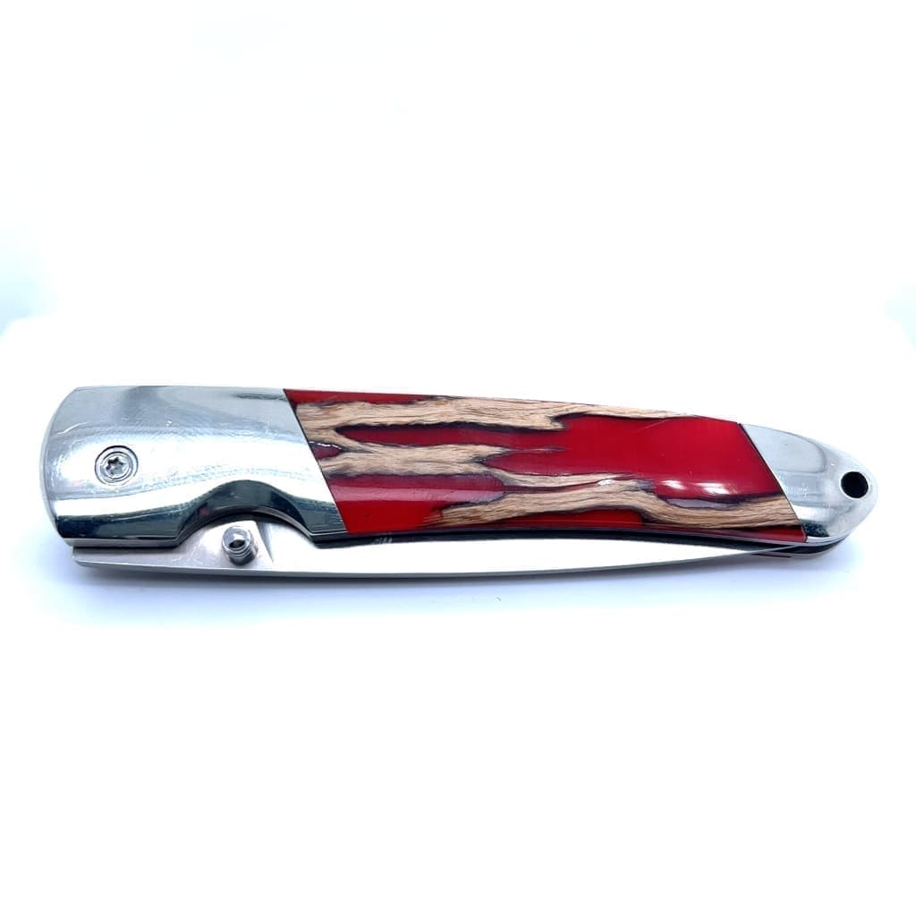 Double Sided Natural Stabilized Cholla Cactus 4" Linerlock Knife with Clip - Regard Jewelry