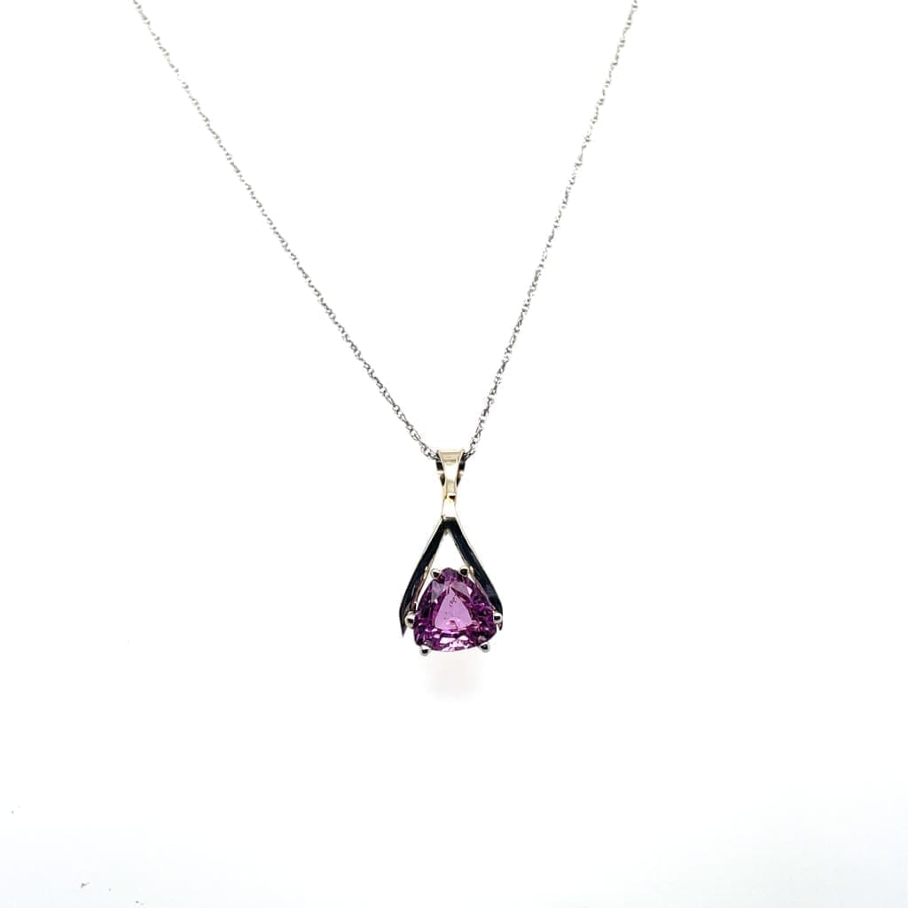 Elegant Pink Sapphire Set in 14k White Gold Pendant at Regard Jewelry in Austin, Texas - Regard Jewelry