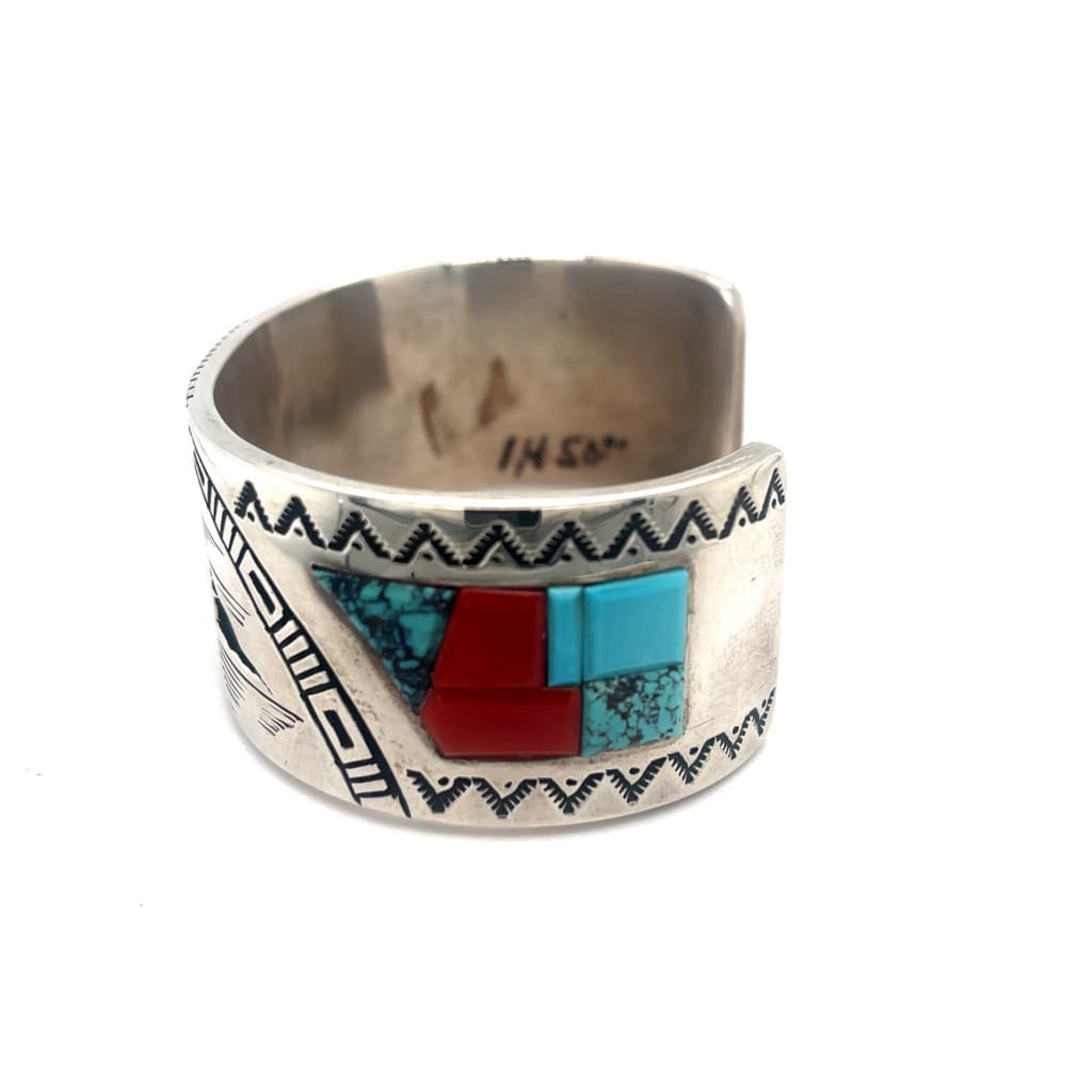 Native American Sterling Silver and Inlay Cuff Bracelet at Regard Jewelry in Austin, Texas - Regard Jewelry