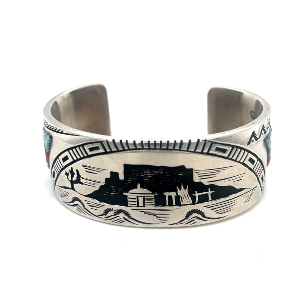 Native American Sterling Silver and Inlay Cuff Bracelet at Regard Jewelry in Austin, Texas - Regard Jewelry