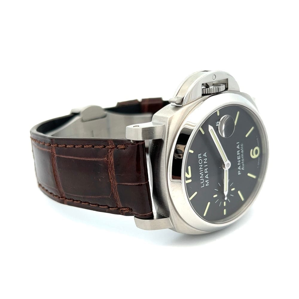 Panerai Pam 48 Stainless Steel Complete 40mm Black Dial Crocodile Strap at Regard Jewelry in Austin, - Regard Jewelry