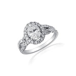 Petite Oval Halo Engagement Ring with Cross Over Shank by Ron Rosen at Regard Jewelry in Austin, - Regard Jewelry