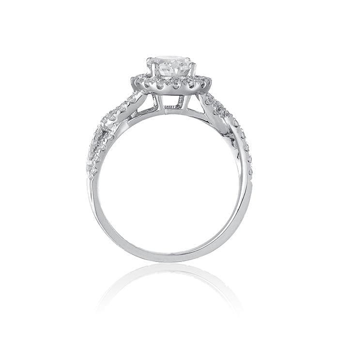 Petite Oval Halo Engagement Ring with Cross Over Shank by Ron Rosen at Regard Jewelry in Austin, - Regard Jewelry