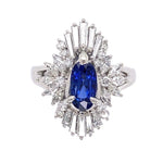 Platinum 1.26ct Long Oval Sapphire & 1.02tcw Diamond Ballerina Ring 7.7g, s5.75 at Regard Jewelry in - Regard Jewelry
