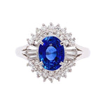 Platinum 1950's Oval Sapphire and Diamond Ring at Regard Jewelry in Austin, Texas - Regard Jewelry