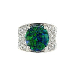 Platinum 3.48ct Black Harlequin Opal & 1.33tcw Diamond Ring 13.7g, s5.75 at Regard Jewelry in - Regard Jewelry