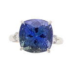 Platinum 5.21ct Cushion Tanzanite & .16tcw Diamond Ring 4.8g, s6 at Regard Jewelry in Austin, Texas - Regard Jewelry