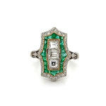 Platinum.68tcw Emerald Cut Diamonds 1.14tcw Emerald &.42tcw