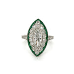 Platinum.70ct Old Cut Marquis.80tcw Emerald &.60tcw Diamond
