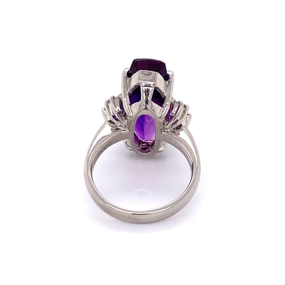 Platinum 8ct Navette Amethyst & .38tcw Diamond Ring 12.1g, s6.25 at Regard Jewelry in Austin, Texas - Regard Jewelry