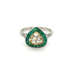 Platinum.93ct Light Yellow Pear Rose Cut Diamond.70tcw