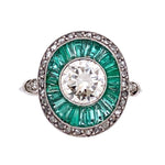 Platinum Art Deco 1.71tcw Diamond & Emerald Ring 4.8g, s7.75 at Regard Jewelry in Austin, Texas - Regard Jewelry
