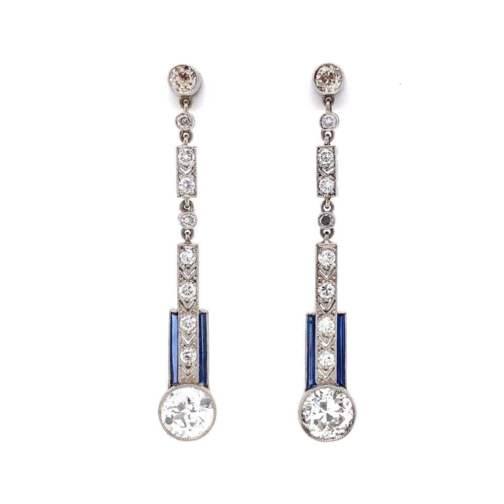 Platinum Art Deco Diamond Drop Earrings at Regard Jewelry in Austin, Texas - Regard Jewelry