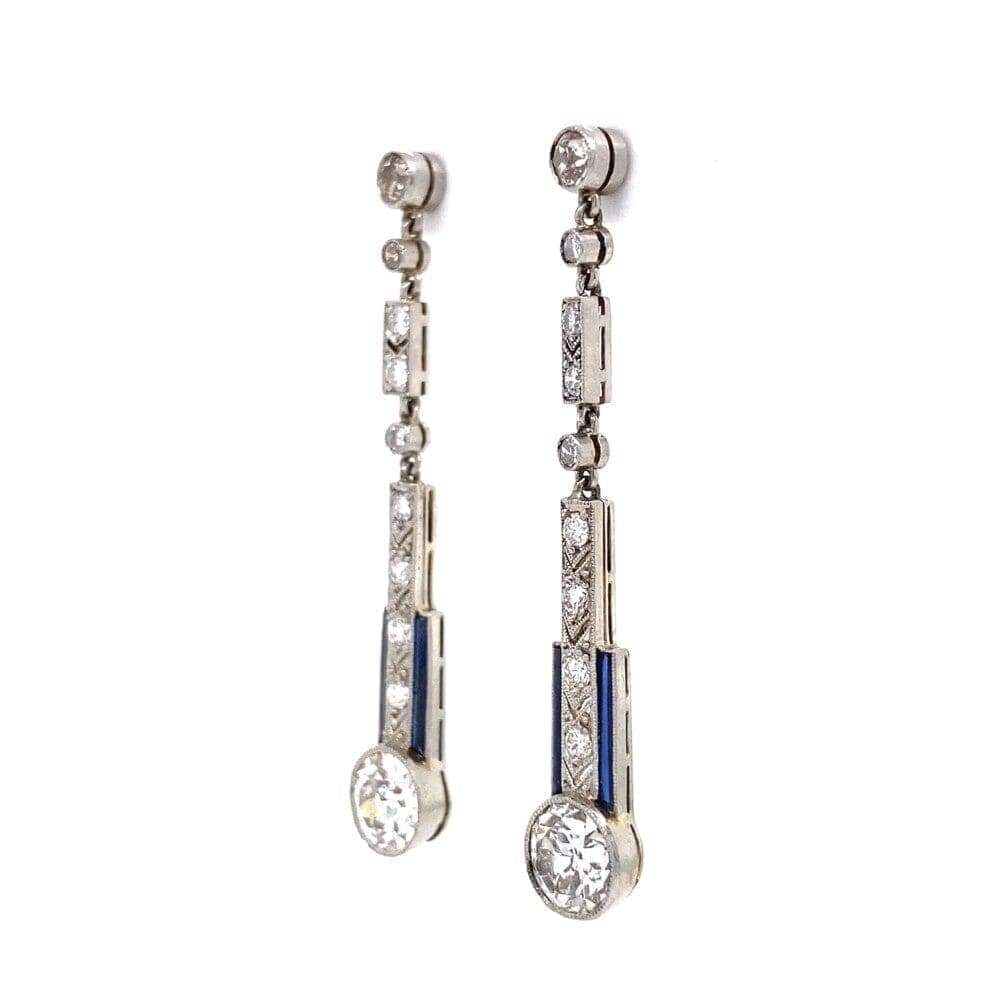 Platinum Art Deco Diamond Drop Earrings at Regard Jewelry in Austin, Texas - Regard Jewelry