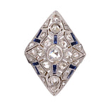 Platinum on 18K Edwardian Pointy Diamond and Sapphire Ring at Regard Jewelry in Austin, Texas - Regard Jewelry
