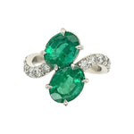 Platinum Oval Emerald Bypass Ring and Diamonds at Regard Jewelry in Austin, Texas - Regard Jewelry