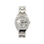 Platinum Rolex Pearlmaster 39mm 18946 Factory Diamond Bezel MOP Diamond Dial Mint w/Box c2005 8.5" - Regard Jewelry