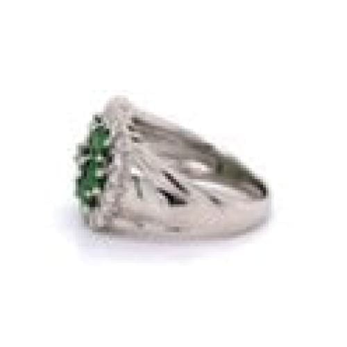 Platinum,Tsavorite Garnet Cluster Diamond Ring at Regard Jewelry in Austin, Texas - Regard Jewelry