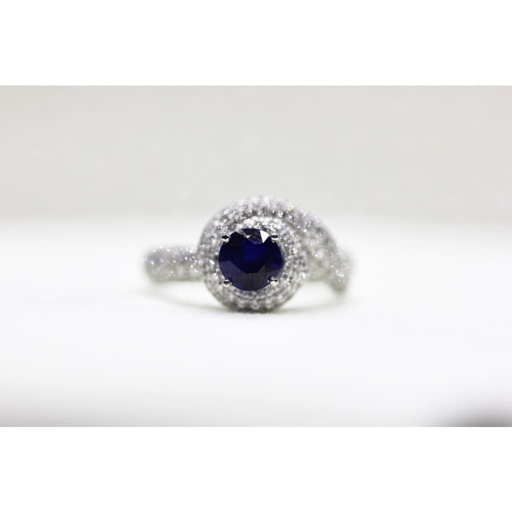ROUND BLUE SAPPHIRE SWIRL RING AT REGARD JEWELRY IN AUSTIN, TEXAS - Regard Jewelry