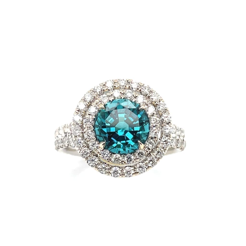 Teal Tourmaline and Diamond Ring in 18k White Gold at Regard Jewelry in Austin, Texas - Regard Jewelry