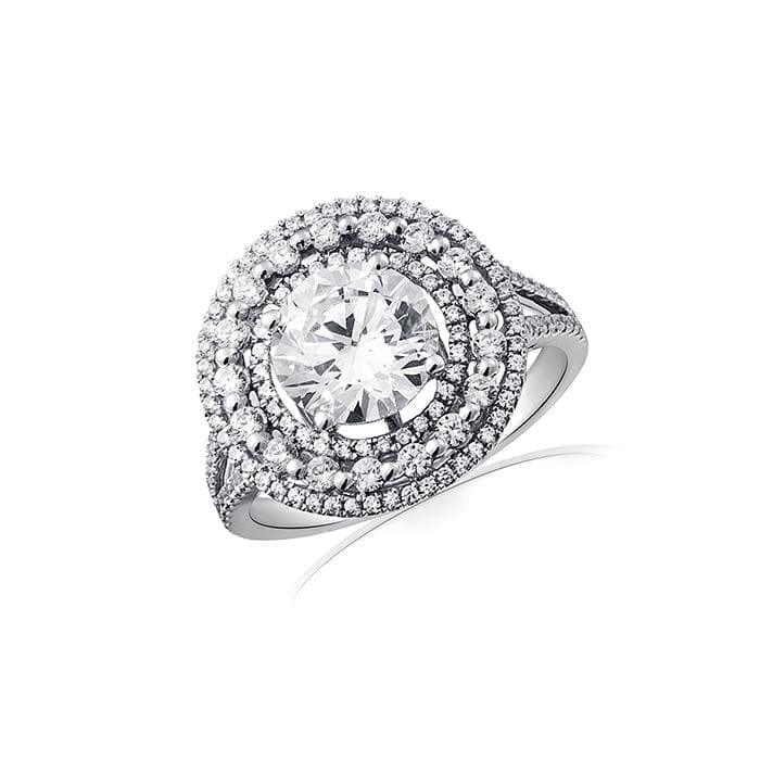 Triple Halo Ring with Split Shank by Ron Rosen at Regard Jewelry in Austin, Texas - Regard Jewelry
