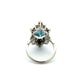 Platinum 8.89ct Emerald Cut Aquamarine, 1.50tcw Sapphire & .59tcw OEC Diamond Ring