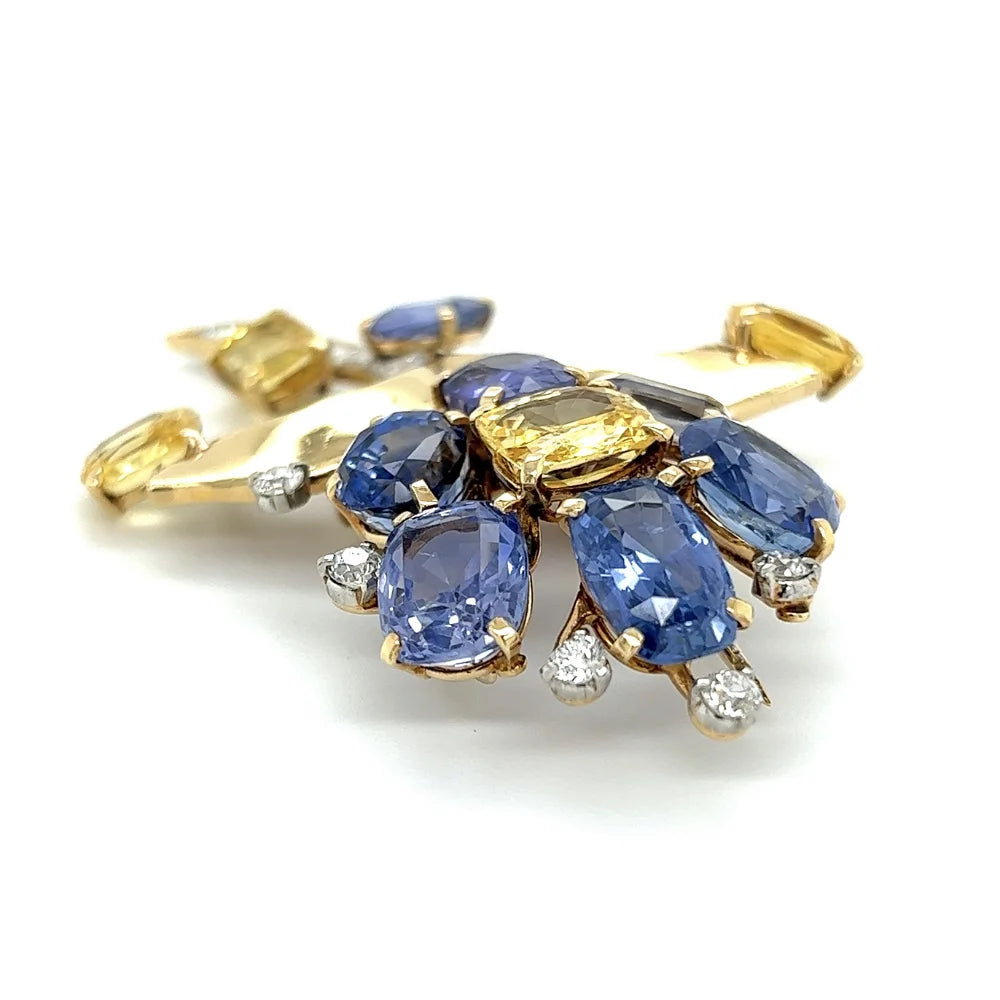 Cartier Sapphire and Diamond Flower Brooch Regard Jewelry Austin Texas