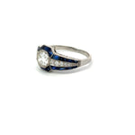 Load image into Gallery viewer, Estate Platinum Diamond Ring With Center Diamind and Sapphire Accents Regard Jewelry Austin Texas
