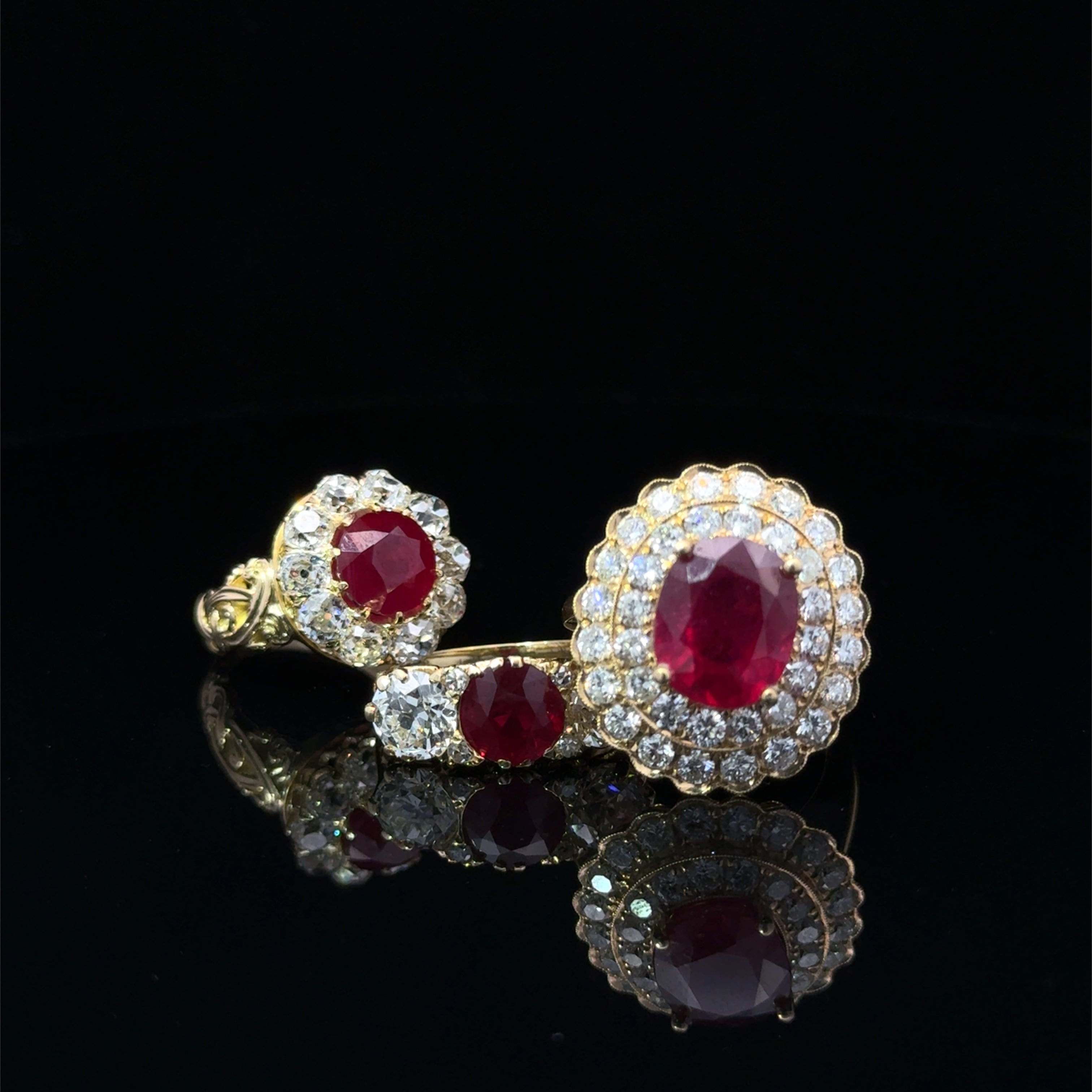 4.8 CT Natural Ruby With Double Diamond Halo in 18k Yellow Ring Regard Jewelry AustinTexas