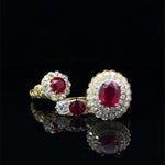 Load image into Gallery viewer, 4.8 CT Natural Ruby With Double Diamond Halo in 18k Yellow Ring Regard Jewelry AustinTexas
