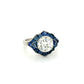 Platinum 2.61ct Transitional Diamond & 8.12tcw Buff Top Sapphire Filigree Ring Regard Jewelry Austin Texas
