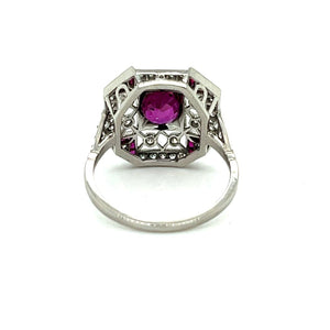 1.23ct Ruby.68ct Diamond.44ct Side Ruby Platinum Ring at