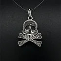 18K WG 1.65tcw Pave Diamond Skull & Cross Bones Pendant Regard Jewelry Austin Texas