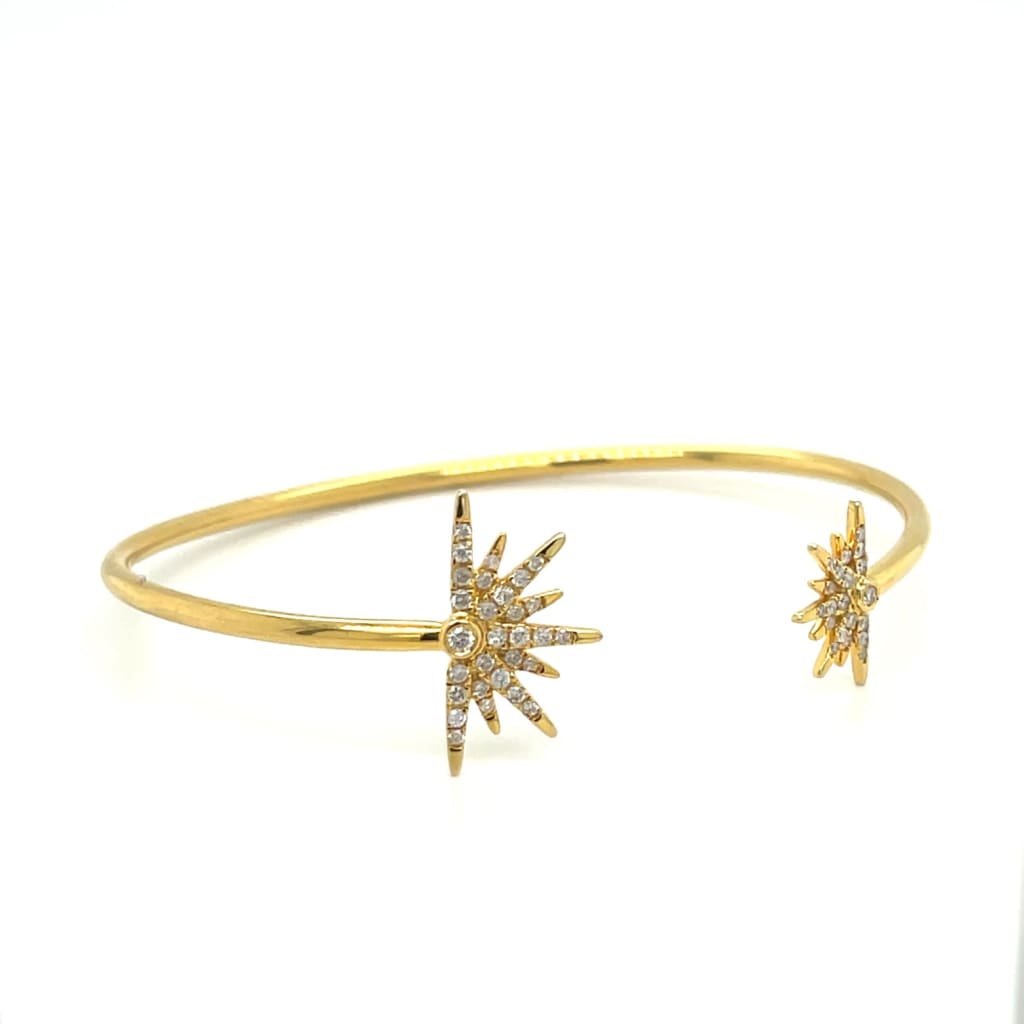 14kt YG Sunburst Cuff Bracelet with Diamonds at Regard