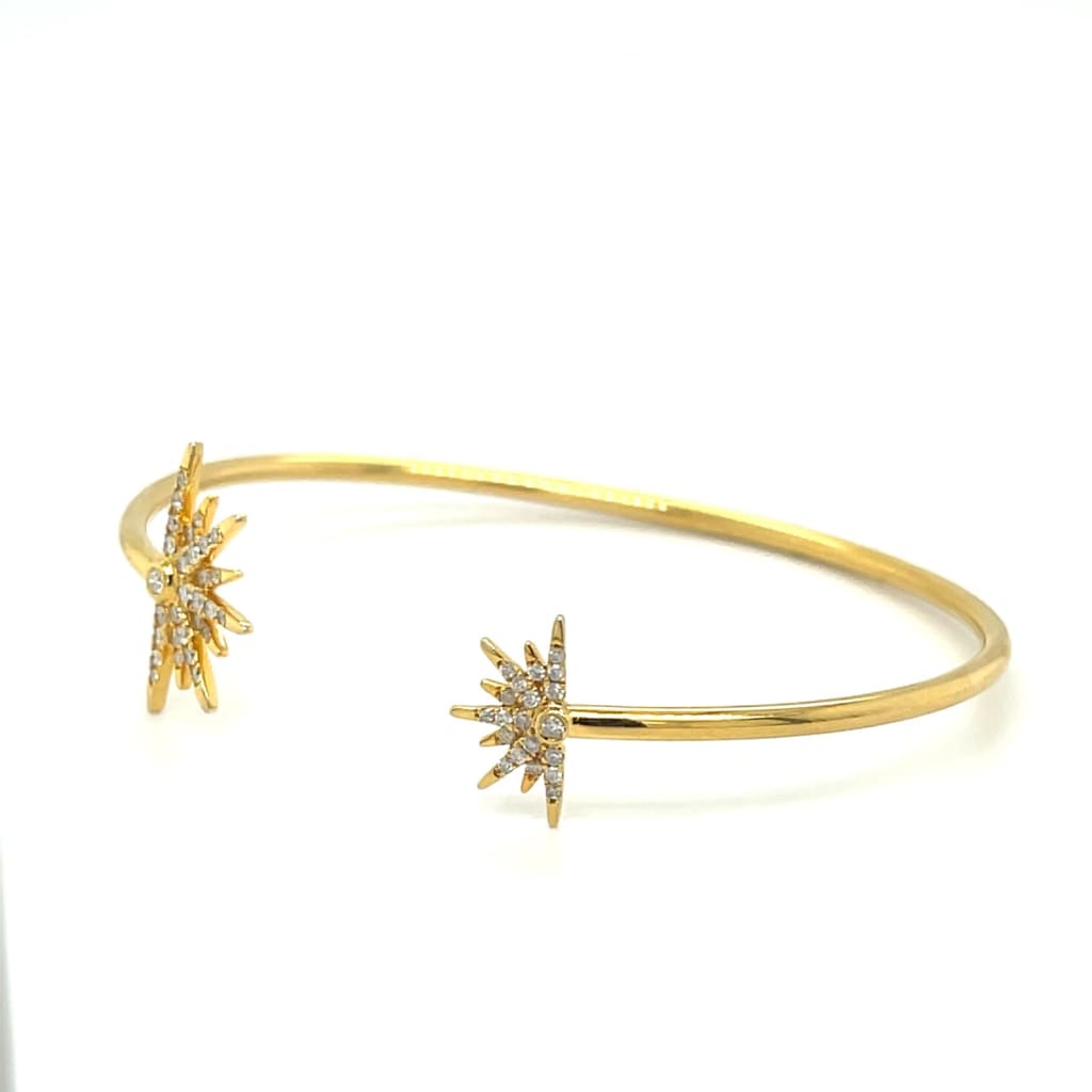 14kt YG Sunburst Cuff Bracelet with Diamonds at Regard