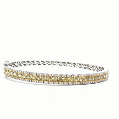 Fancy Yellow Diamond Bangle Bracelet in White Gold at Regard Jewelry Austin Texas