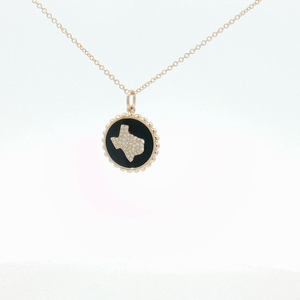 Texas Onyx Charm Necklace in Yellow Gold Regard Jewelry Austin Texas