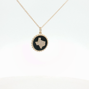 Texas Onyx Charm Necklace in Yellow Gold Regard Jewelry Austin Texas
