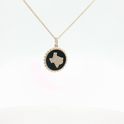 Texas Onyx Charm Necklace in Yellow Gold Regard Jewelry Austin Texas
