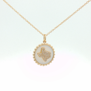 Yellow Gold Mother of Pearl Texas Charm Necklace Regard Jewelry Austen Texas