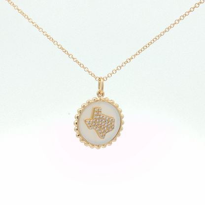 Yellow Gold Mother of Pearl Texas Charm Necklace Regard Jewelry Austen Texas