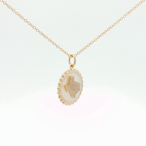 Yellow Gold Mother of Pearl Texas Charm Necklace Regard Jewelry Austen Texas