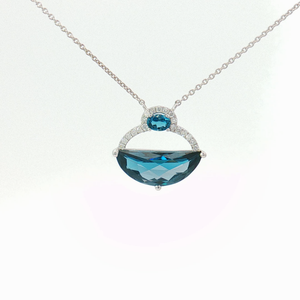 White Gold Blue Topaz Open Circle Pendant Necklace Regard Jewelry Austen Texas