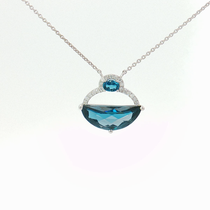 White Gold Blue Topaz Open Circle Pendant Necklace Regard Jewelry Austen Texas