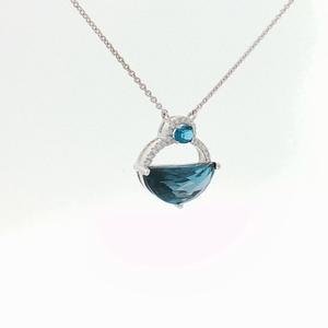 White Gold Blue Topaz Open Circle Pendant Necklace Regard Jewelry Austen Texas