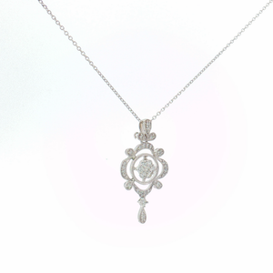 Vintage-Inspired Diamond Filigree Pendant Necklace — White Gold Regard Jewelry Austen Texas