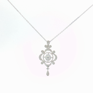Vintage-Inspired Diamond Filigree Pendant Necklace — White Gold Regard Jewelry Austen Texas