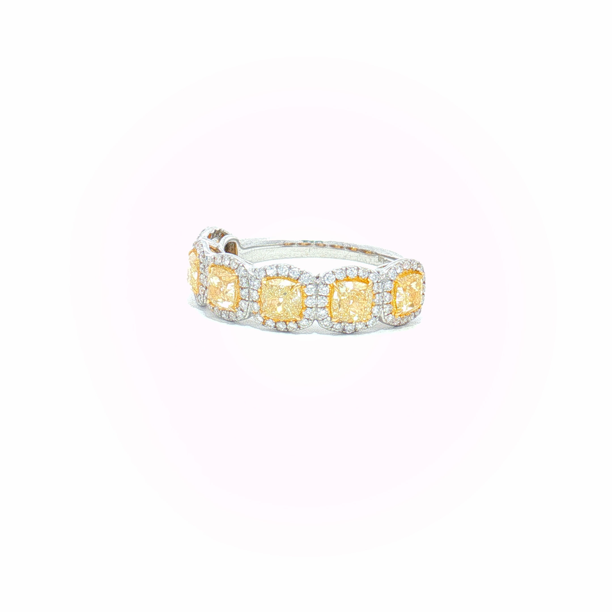 Fancy Intense Yellow Diamond Halo Eternity Ring in White Gold Regard Jewelry Austen Texas