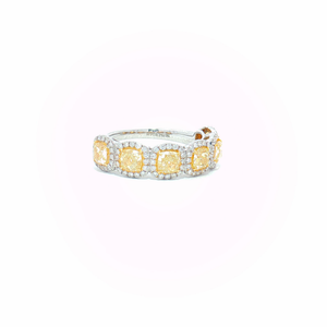 Fancy Intense Yellow Diamond Halo Eternity Ring in White Gold Regard Jewelry Austen Texas