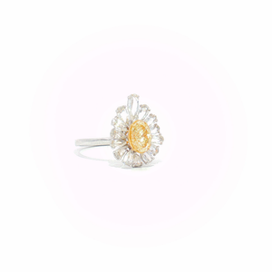 Fancy Vivid Yellow Diamond Floral Halo Engagement Ring in White Gold Regard Jewelry Austen Texas